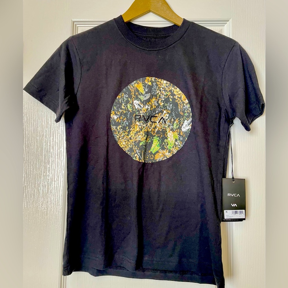 RVCA Kids’ Motors Cotton Graphic T-shirt, blk, big boy Sz S (10), NWT